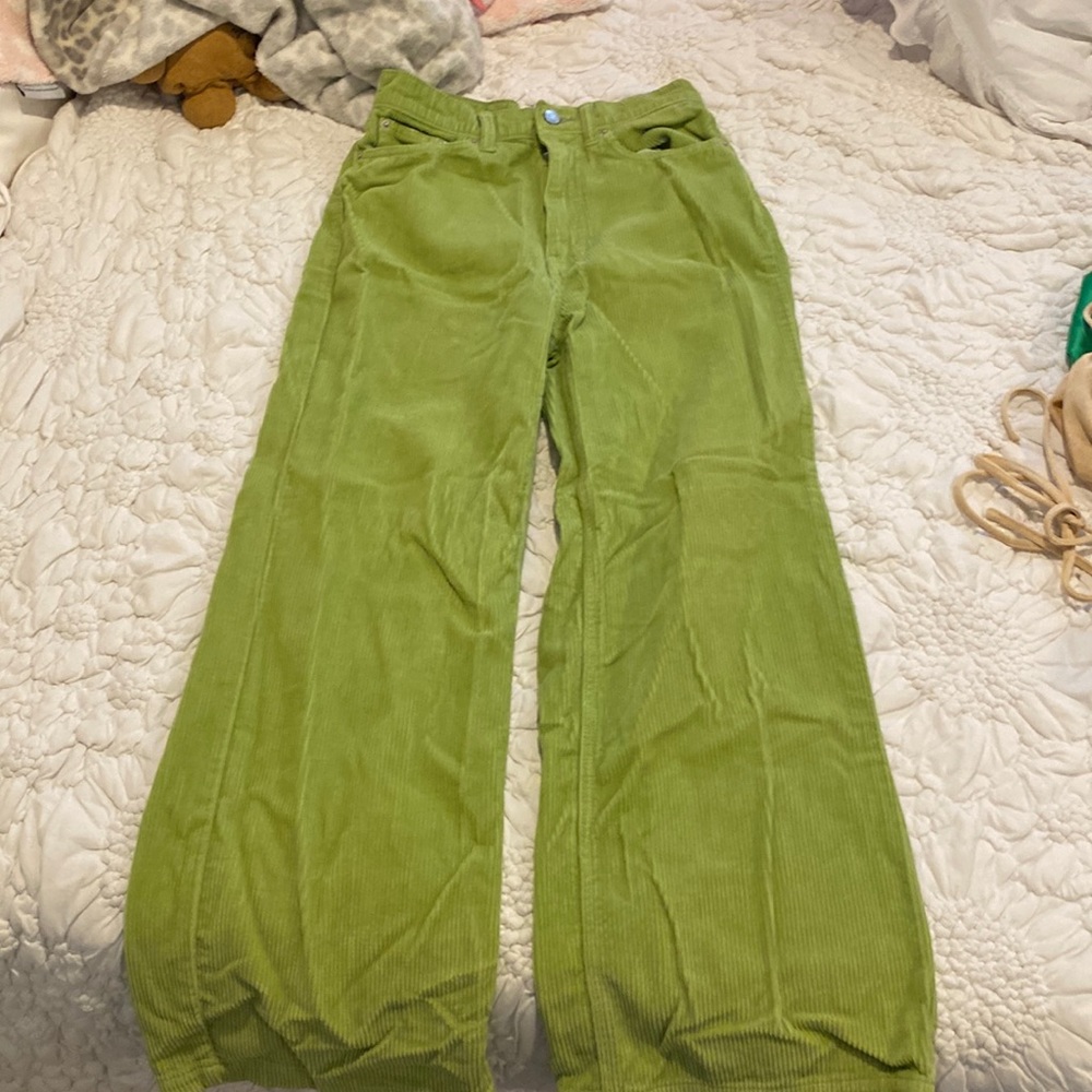 BDG green wide leg corduroy jeans